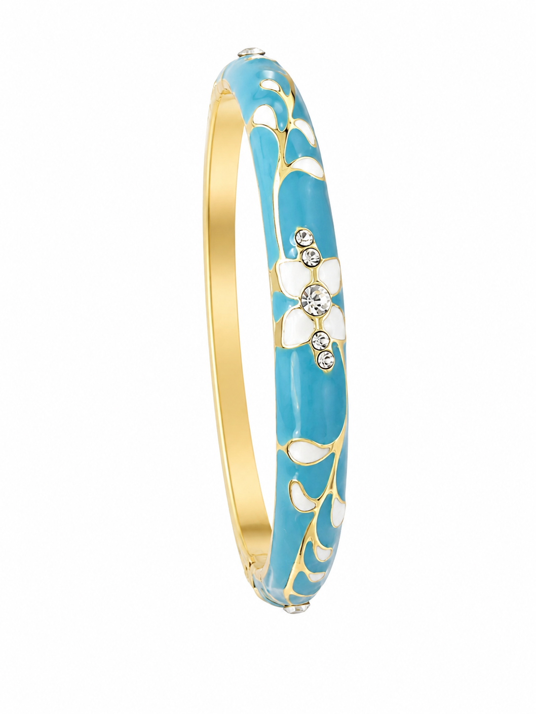 Jonc thaïlandais bleu turquoise blanc et doré